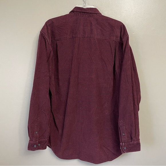 Eddie Bauer Houndstooth Micro Corduroy Shirt Red Mens Large Tall Gorpcore - Picture 4 of 11